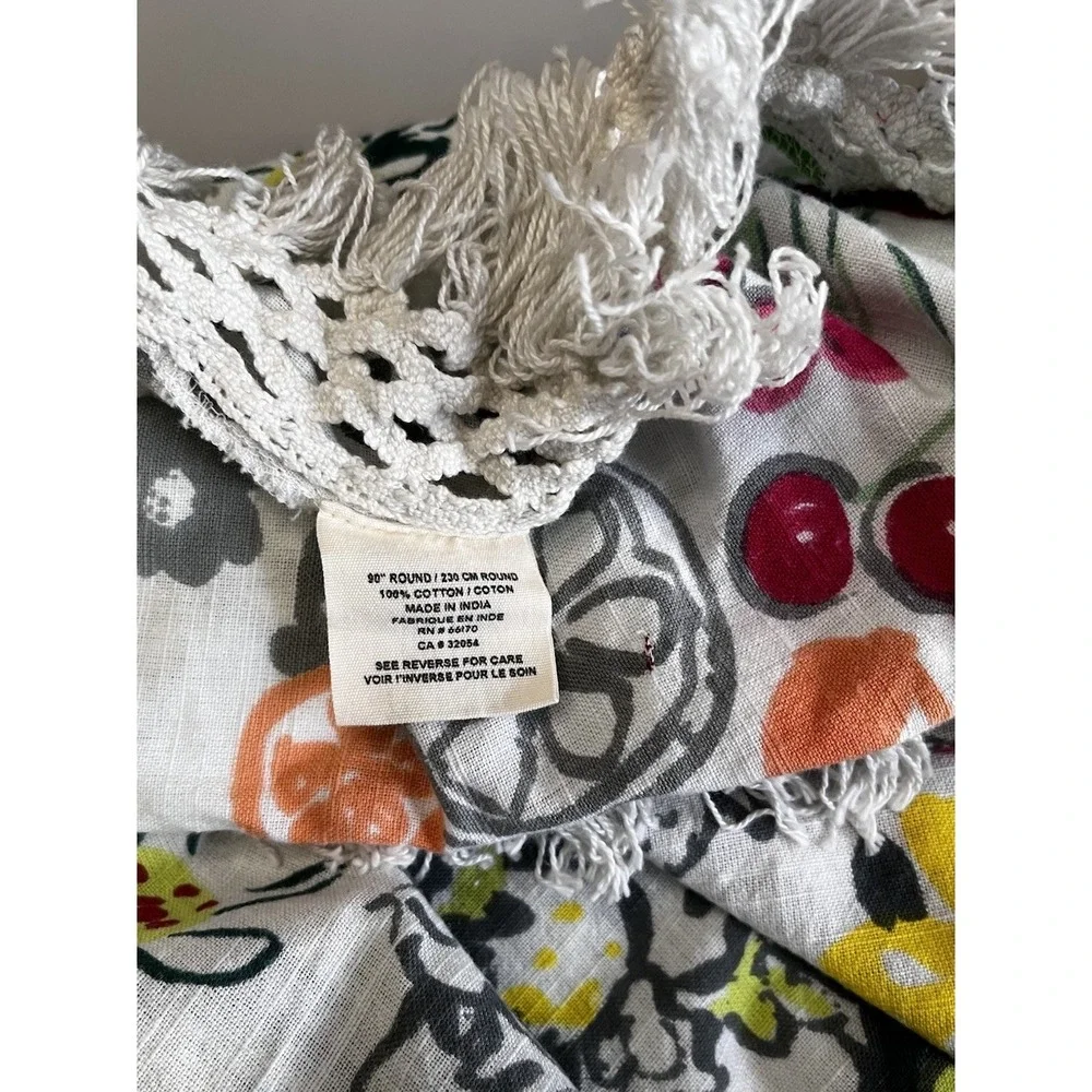 Anthropologie Round Tablecloth Fruit Print 90